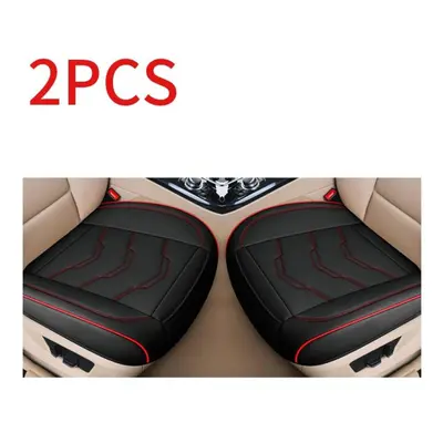 (black,red, 2pcs front cover) Seametal Ultra Luxury Car Seat Cover Leather Cushion Universal Bre