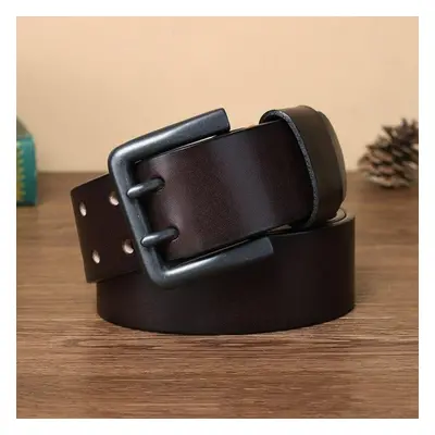 (coffee, China&115CM) Belts For Men Casual Male 100% Full Grain Genuine Leather Belt High Qualit