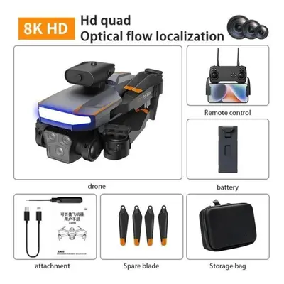 (8K battery, Black) New P18 UAV ESC Dual Camera Brushless Optical Flow Positioning WIFI FPV Fixe