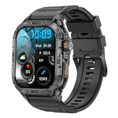 (black) MEVADEN 1.96" AMOLED Screen Bluetooth Call Smartwatch Sports Tracker Compass Health Moni