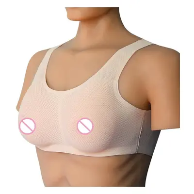 (beige, 1400g Beige Bra With Boob) Realistic Fake Silicone Breasts, Transgender Breasts, Cosplay