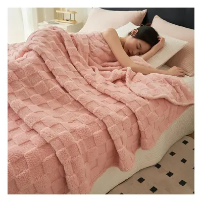 (pink, 180*200cm) Single Piece Coral Pile Blanket Comforter Nap Sofa Blanket Cover Blanket