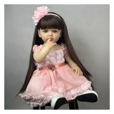 (Brown hair) Inch Newborn Babies Doll Can Put Into Water Lifelike Full Body Silicone Betty Rebor