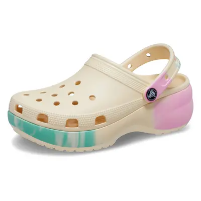 Crocs Classic Graphic Platform Clogs Platform Shoes for Women Vanill