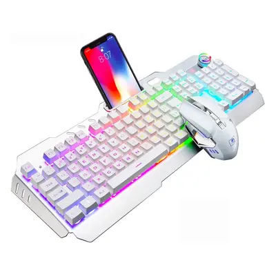 Wireless Gaming Keyboard and Mouse Set, 2.4G Rechargeable 4800mAh Large Capacity, RGB LED Backli