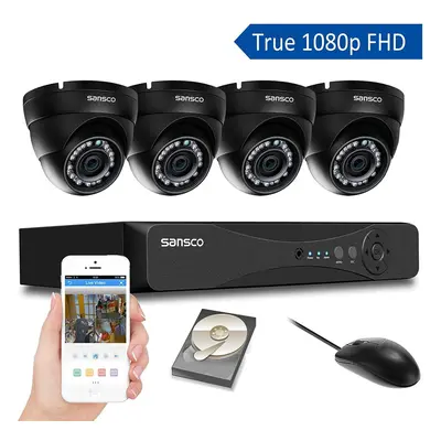 [TRUE 1080p] SANSCO Channel FHD CCTV Camera System with 2 Mega-pixel Indoor Outdoor Dome Cameras