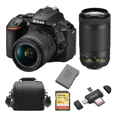 Nikon D5600 Twin Kit 18-55Mm Vr 70-300Mmvr+64Gcard+Bag+En-El14A+Reader