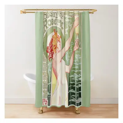 Shower Curtains Art Nouveau Absinthe Robette Ad for Bathroom Decor 72x72 inches