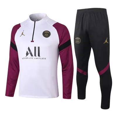 (M) PSG Football Tracksuit Long Sleeve Training Suit Purple/White