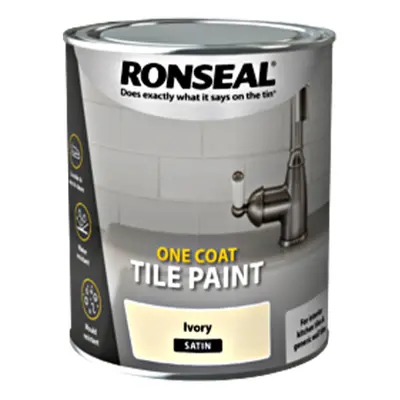 Ronseal One Coat Tile Paint Water Base, Ivory - Satin 750ml