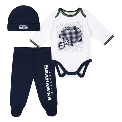 Gerber NFL Seattle Seahawks Pack Bodysuit Footed Pant and Cap Registry Gift Set blue/white Seatt