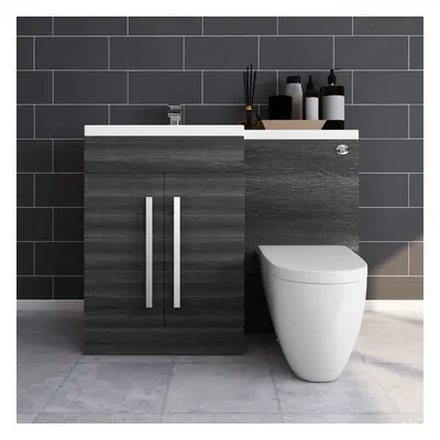 Calm Grey Left Hand Combination Vanity Unit Set with Cordoba Toilet