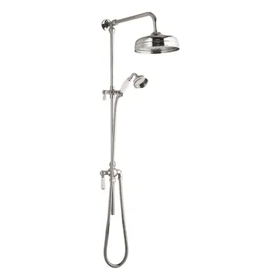 Exposed Grand Rigid Riser Shower Kit with Fixed Head & Handset - Chrome/White