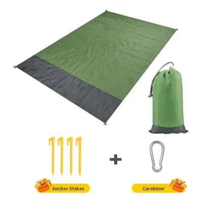 (A-Green, x 210cm) 2x2.1m Waterproof Pocket Beach Blanket Folding Camping Mat Mattress Portable 