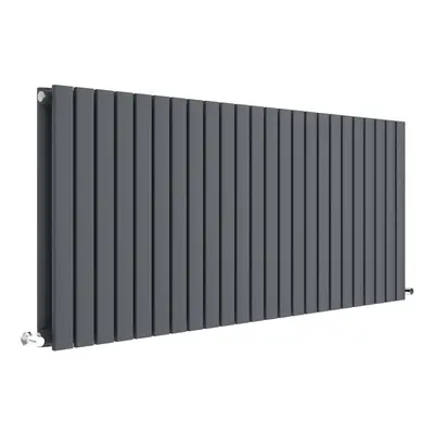 Square Horizontal Double Panel Radiator - 600mm x 1398mm - BTU - Anthracite