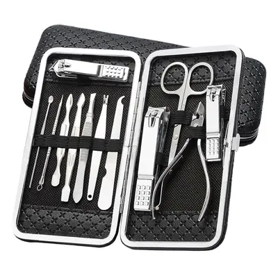 12Pcs Stainless Steel Nail Clippers Set Portable Exfoliating Manicure Pedicure Grooming Kit