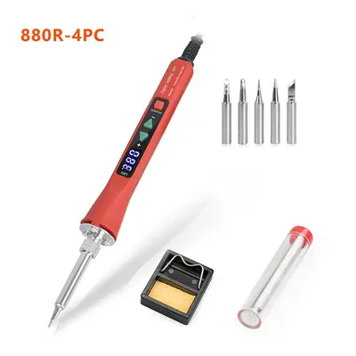 (880R-4PC, EU Plug) 110V/220V 80W LED Digital Electric Soldering Iron with 5PC Welding Tips Sold