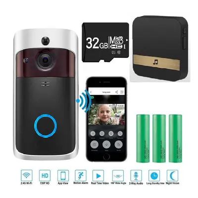 (Whole Full Kit(Black)) Wireless Video Doorbell Camera WiFi Smart Doorring