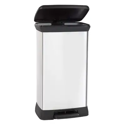 (Silver) Metal Effect 70% Recycled Kitchen Pedal Touch Deco Bin Litres - Silver