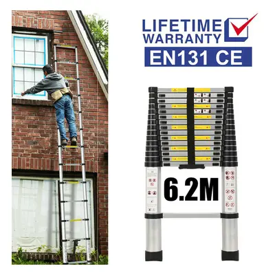 6.2M Aluminium Telescopic Extension Ladders Step Multi-Purpose