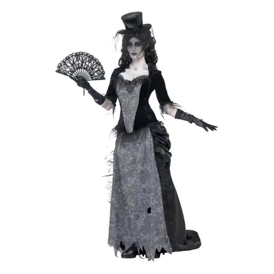 (12 UK - UK, Grey) Smiffys Womens/Ladies Ghost Town Widow Costume Set