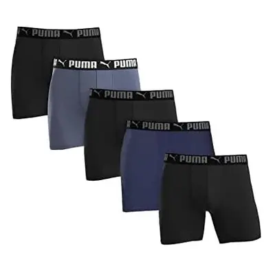 Puma Men's Microfiber Boxer 5-pack Brief Black/ Grey/ Blue X-Large