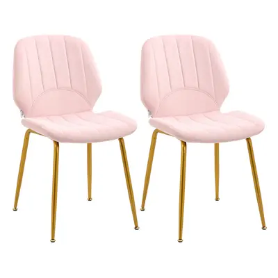 HOMCOM Modern Dining Chairs Set of with Padded Seat and Steel Legs, Pink