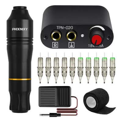 (set 2) Phoenixy Professional Tattoo Machine Kits Tattoo Rotary Pen Set With Power Supply Cartri