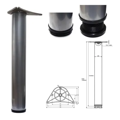 (4) 710mm Adjustable Silver Breakfast Bar Worktop Support Table Leg Ã¸80mm