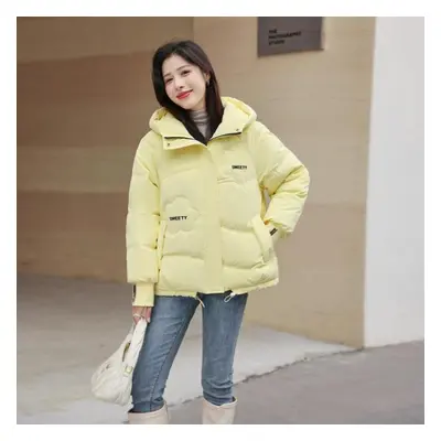 (yellow, XXXL) New Fashion Women Down Jacket Warm Plus Casual Warm Outerwear Down Winter Jacket