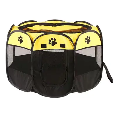 (yellow, M) Pet Delivery Room Dog Cage Cat Litter Foldable Oxford Cloth Waterproof Scratch-resis