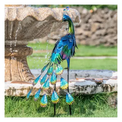 (22.4 inch) Large Garden Ornaments Outdoor, Gifts for Christmas, Gorgeous Standing Metal Peacock