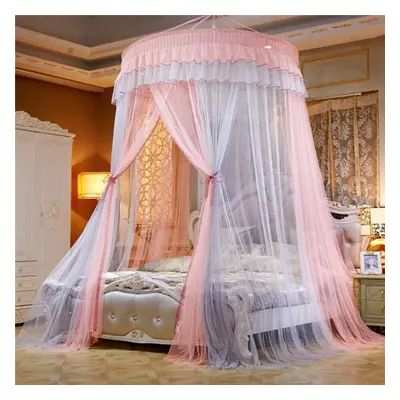 (pink,gray, 1.8m (6 feet) bed) Elgant Canopy Mosquito Net Hanging Bed Curtain Encryption Insect 