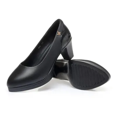 (black, 38) Women Dress Shoes Genuine Leather Large Size Women High Heels Spring Women Professio