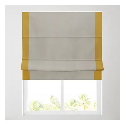 (Soft Textured Ara Bordered Grey/Gold Roman Blind - Standard Headrail 6ft (183cm)) Soft Textured