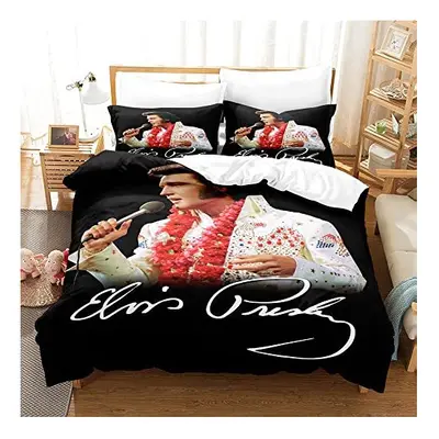 PTNQAZ Elvis Presley Bedding Set 3D Printed Comfortable Duvet Cover Set With Pillowcases Bed Set