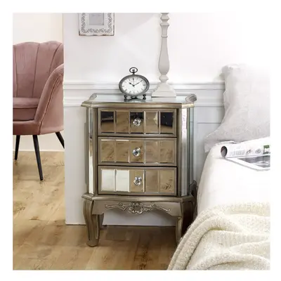 Mirrored Drawer Bedside Table - Tiffany Range