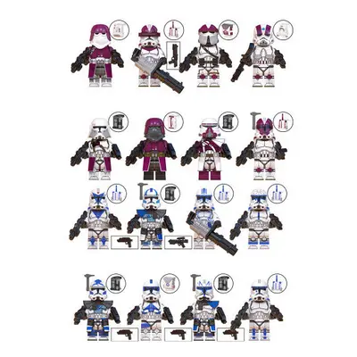 (Style C 8pcs) 16pcs Clone Engineer Airborne Cavalry Squad Echo Jesse Rex Mini Figures Fit Lego 