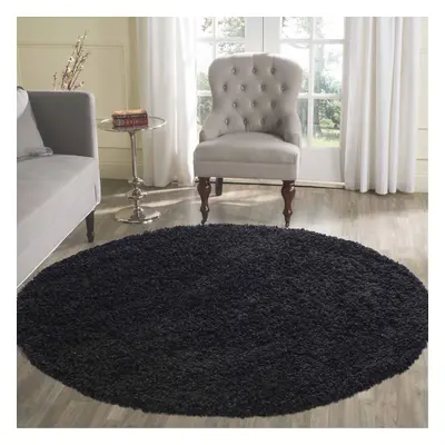 (Round x 120cm, BLACK) Living Room Soft Shaggy Rugs 45mm Pile Height Small - Extra Large in Colo