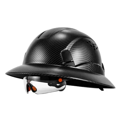 (black) Loebuck New Carbon Fiber Full-brim Safety Helmet With Ce Goggles Anti-collision Construc