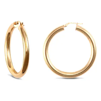 Jewelco London Ladies 9ct Yellow Gold Polished 4mm Hoop Earrings 38mm - JER182