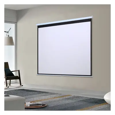 (72 in) Projector Screen Manual Pull Down Wall Mounted Matt White Home Cinema