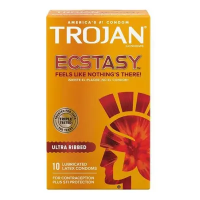 Trojan Ultra Ribbed Ecstasy Lubricated Condoms - Count