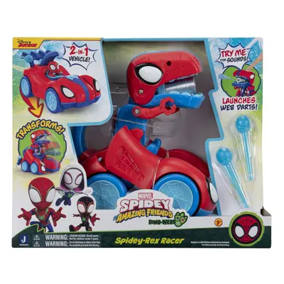 MARVEL Spidey and His Amazing Friends Spidey-Rex Racer - 8-Inch Vehicle with Sounds That Transfo