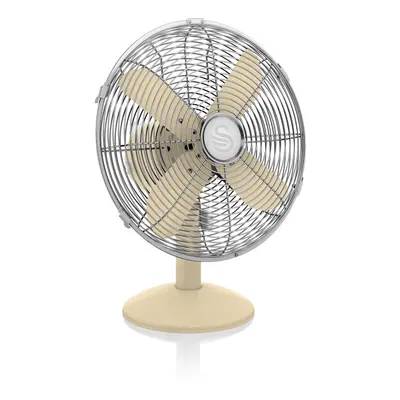 Swan Cream Retro Inch 35W Oscillating Desk Fan with Low Noise Function & Speed Settings