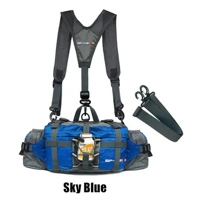 (Sky Blue) Outdoor Sports Waist Bag Water Cycl Backpack Hike Mountain Bottle Waterproof Nylon Ca