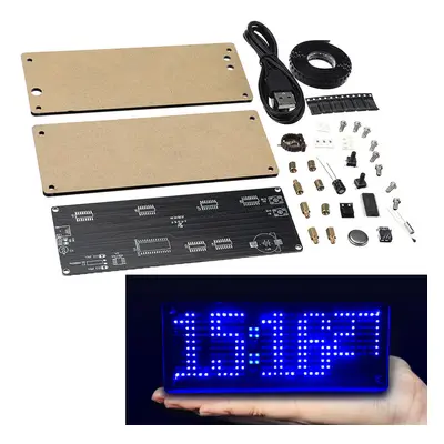 (Blue) SMD LED Dot Matrix Digital Clock Production Kit Electronic DIY Clock Kit Electronic Produ