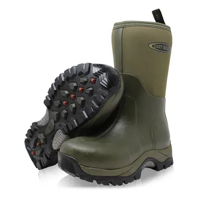 (UK EU38, Green) Dirt Boot Pro Sport Neoprene Insulated Mid-Cut Short Wellington Boots Rain Well