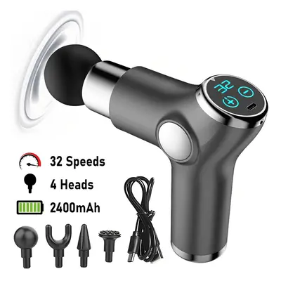 (Grey Speed with Touch LCD) LCD Massage Gun Massager Percussion Vibrating