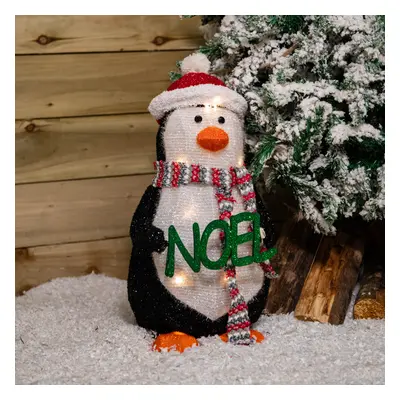 55cm Battery Operated Christmas Penguin with Red Hat and LEDs